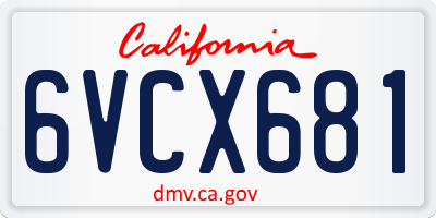 CA license plate 6VCX681
