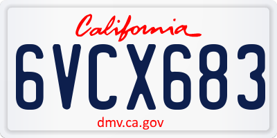 CA license plate 6VCX683