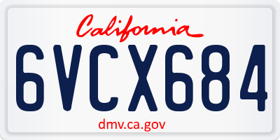CA license plate 6VCX684