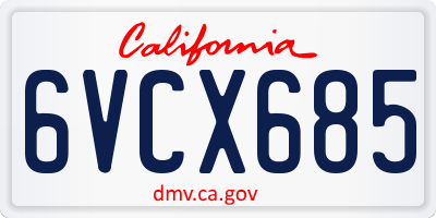 CA license plate 6VCX685