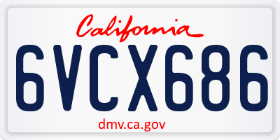 CA license plate 6VCX686