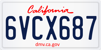 CA license plate 6VCX687