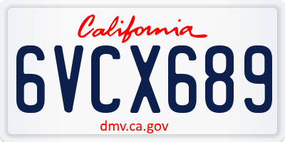 CA license plate 6VCX689