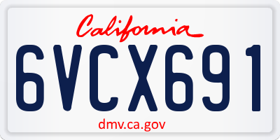 CA license plate 6VCX691