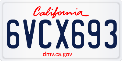 CA license plate 6VCX693