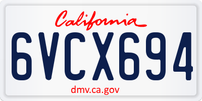 CA license plate 6VCX694