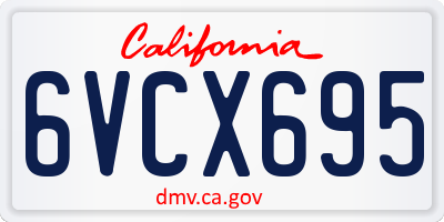 CA license plate 6VCX695