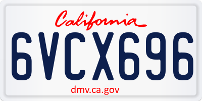 CA license plate 6VCX696