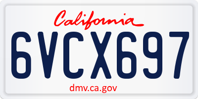 CA license plate 6VCX697