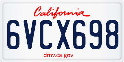 CA license plate 6VCX698