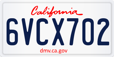 CA license plate 6VCX702