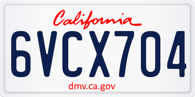 CA license plate 6VCX704