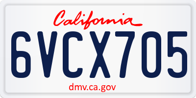 CA license plate 6VCX705