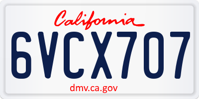 CA license plate 6VCX707