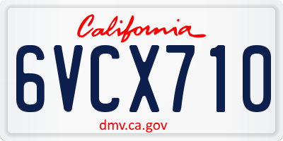 CA license plate 6VCX710