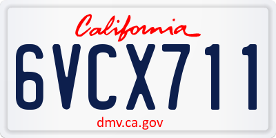 CA license plate 6VCX711
