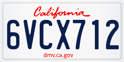 CA license plate 6VCX712