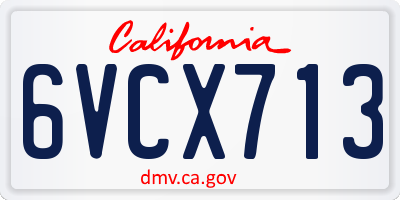 CA license plate 6VCX713