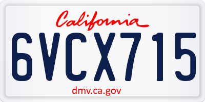 CA license plate 6VCX715