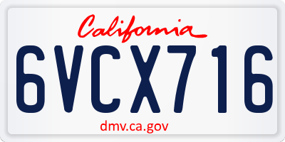 CA license plate 6VCX716