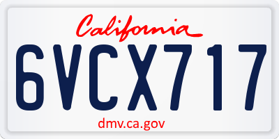 CA license plate 6VCX717
