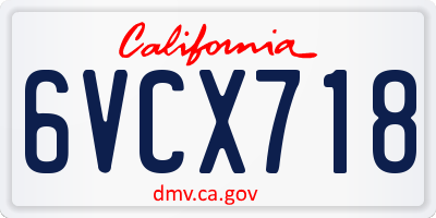 CA license plate 6VCX718