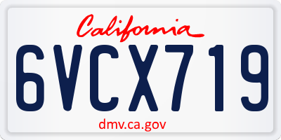 CA license plate 6VCX719
