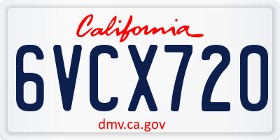 CA license plate 6VCX720