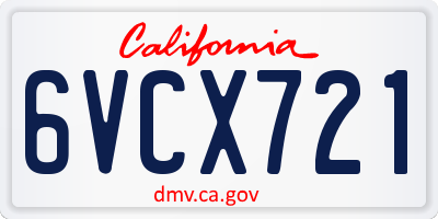 CA license plate 6VCX721