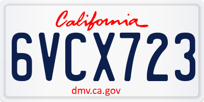 CA license plate 6VCX723