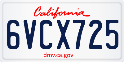 CA license plate 6VCX725