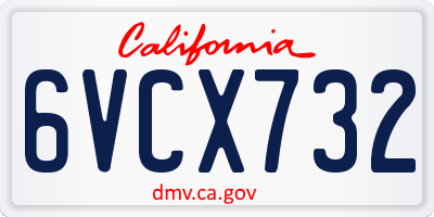 CA license plate 6VCX732
