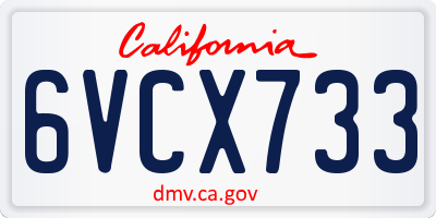 CA license plate 6VCX733
