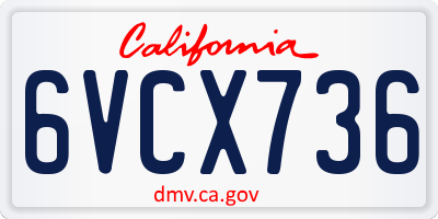 CA license plate 6VCX736