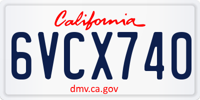CA license plate 6VCX740