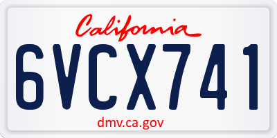 CA license plate 6VCX741