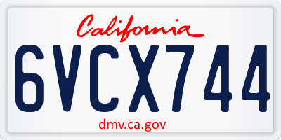 CA license plate 6VCX744