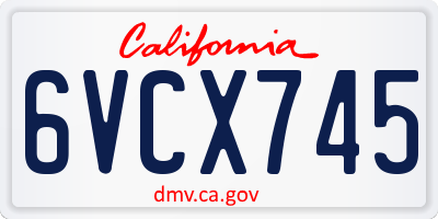 CA license plate 6VCX745