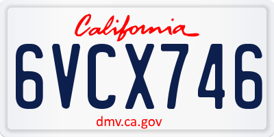 CA license plate 6VCX746