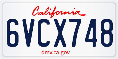 CA license plate 6VCX748
