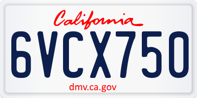 CA license plate 6VCX750