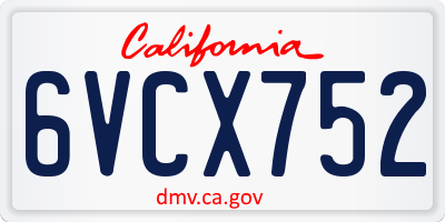 CA license plate 6VCX752