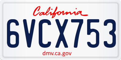 CA license plate 6VCX753