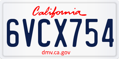 CA license plate 6VCX754