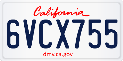 CA license plate 6VCX755