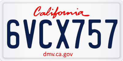 CA license plate 6VCX757