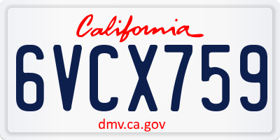 CA license plate 6VCX759