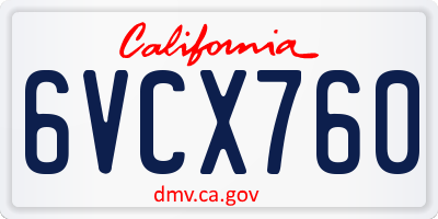 CA license plate 6VCX760