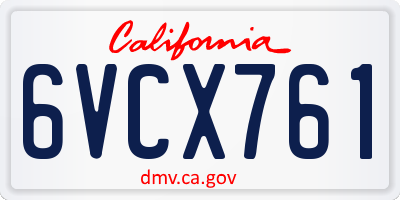 CA license plate 6VCX761