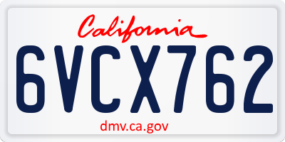 CA license plate 6VCX762